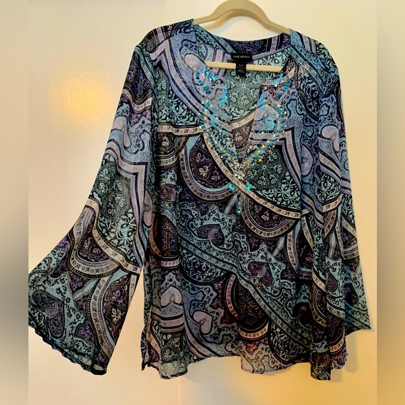 Lane Bryant Paisley Blouse - Picture 5 of 9